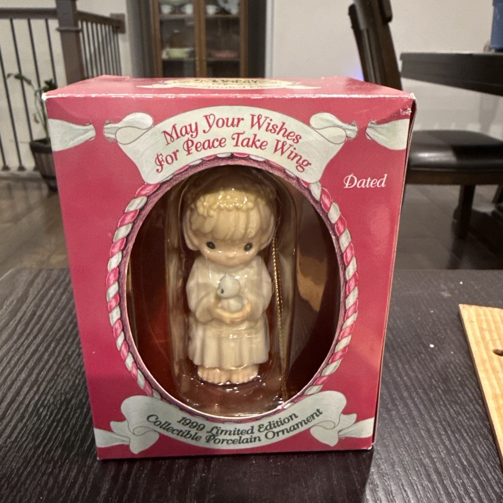Precious Moments Ornament Figurine 1999 May Your Wishes for Peace Take Wing